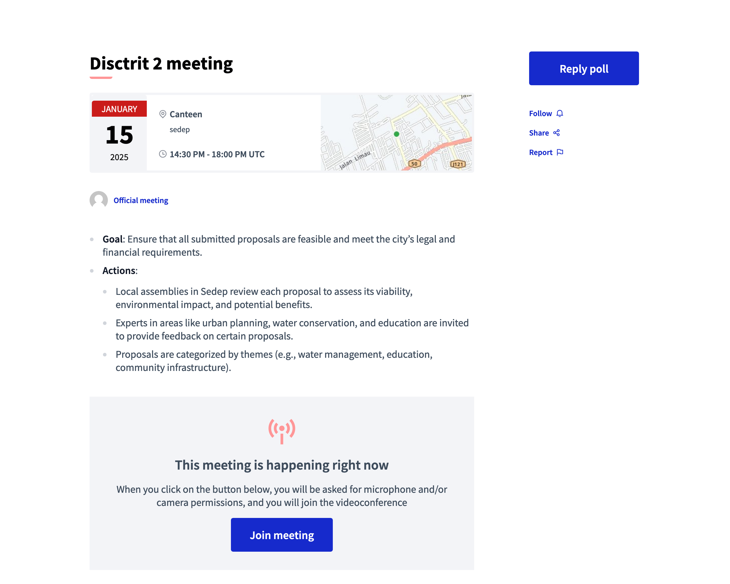 Online meeting available before it starts
