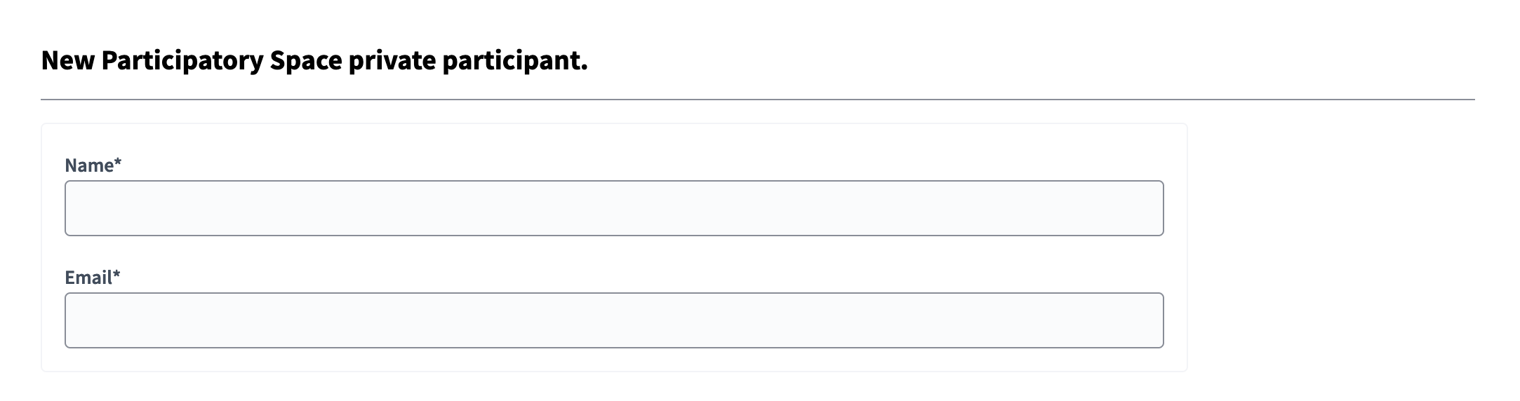 New private participant form
