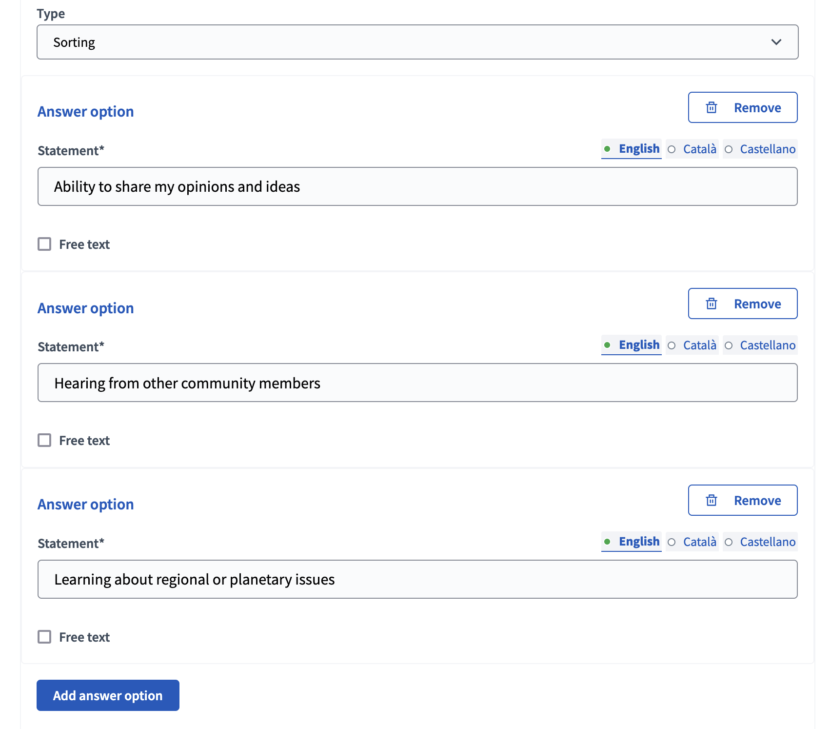 Type de tri - backend