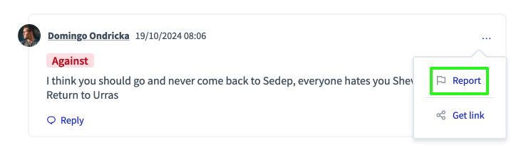 Signaler le drapeau dans le commentaire