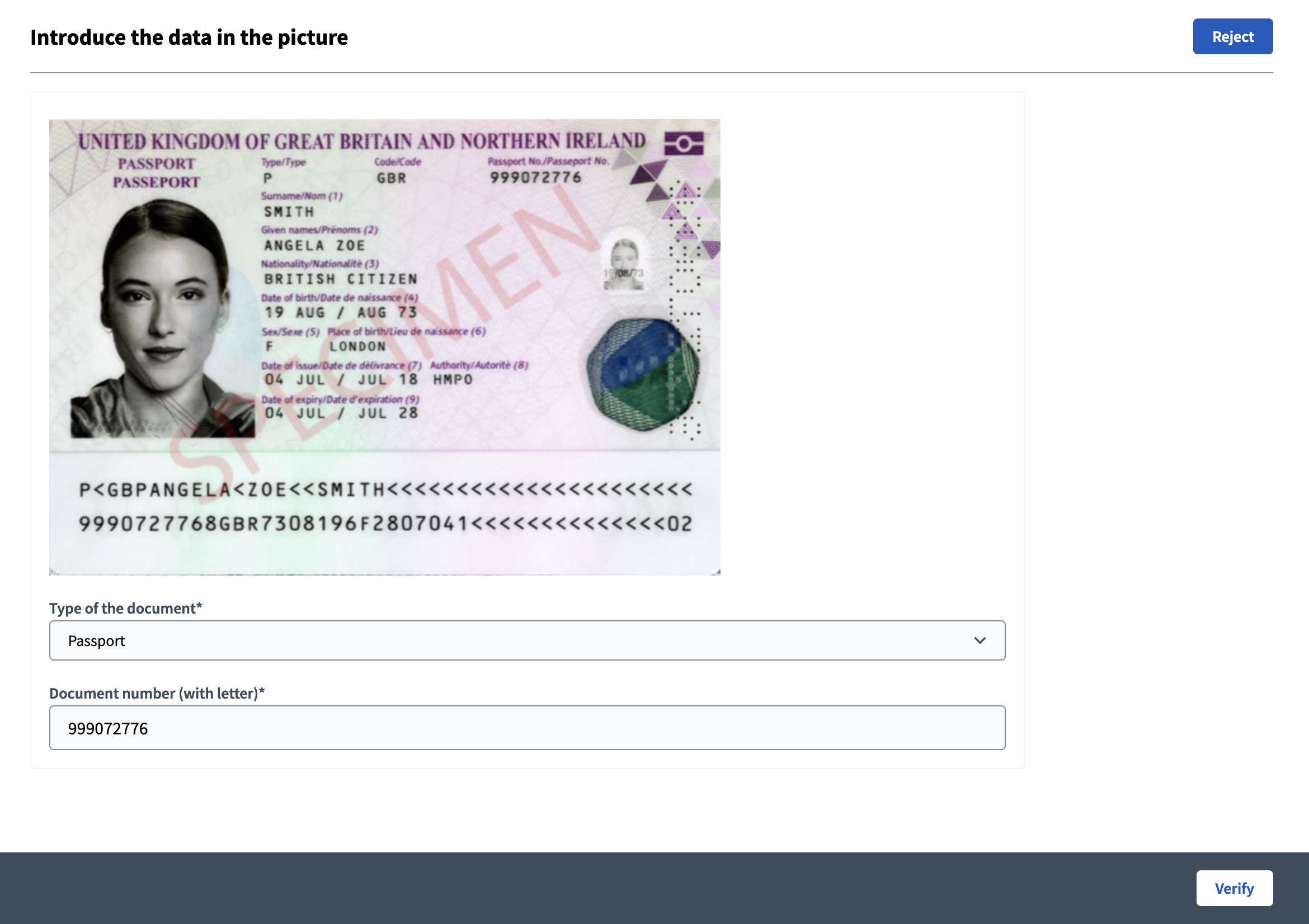 Formulaire de confirmation en ligne d’autorisation de document d’identité